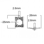 Замок для украшения "Стильная рамка" серебро, 26х9 мм, 25х18 мм 