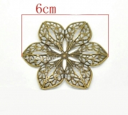 Филигрань "Большой цветок" бронза, 60х53 мм (2 шт)
