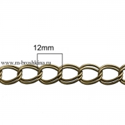 Цепочка двойная для украшений бронза, размер: 12х9 мм (1 м)