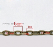 Цепочка с плоским звеном бронза, 6х3.5 мм (1 м)