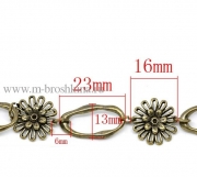 Цепь декоративная "Цветы" бронза, 23х13 мм, 16 мм (1 м)