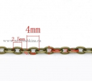 Цепочка бронза для украшений, 4х3 мм (1 м)