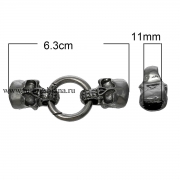Замок, застежка "Череп" пушечная бронза, 6.3х2.5 см 