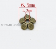 Шапочки для бусин "Цветок" бронза, 6.5х6.5 мм (20 шт)