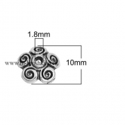 Шапочки для бусин "Завитушки" античное серебро, 10 мм (10 шт)