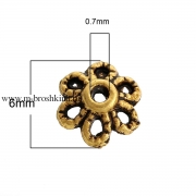 Шапочки для бусин "Цветочек" античное золото, 6х2.5 мм (20 шт)