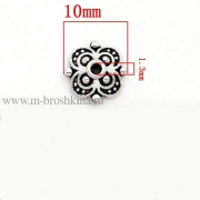 Шапочки для бусин "Цветок" античное серебро, 10 мм (10 шт)