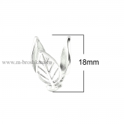 Шапочка для бусины "Бутон 3 листика" серебряная, 18х15 мм
