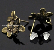 Пуссеты гвоздики "Цветы Сирени" античная бронза, 15х14 мм (пара)