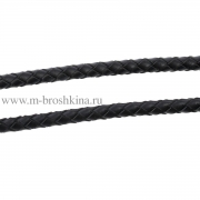 Шнур кожаный плетеный черный, 5 мм (1 м)