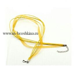 Шнурок на шею желтый, 45 см