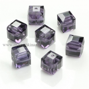 Бусины стеклянные "Кубик" фиолетовые, 6х6 мм | купить бусины стеклянные