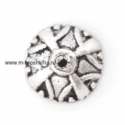 Шапочки для бусин "Веточки" античное серебро, 9х5 мм (10 шт)