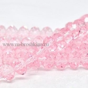 Бусины стеклянные "Нежность" розовые, 8х6 мм (нить)