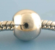 Бусина пандора "Гладкий шар" серебро, 10 мм (10 шт)