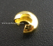 Обжимные бусины золото, 6 мм (20 шт)