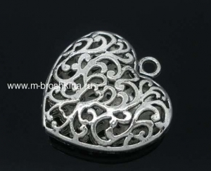 Подвеска "Сердце в узорах" античное серебро, 36х35 мм | подвески металлические
