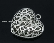 Подвеска "Сердце в узорах" античное серебро, 36х35 мм