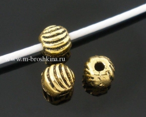 Разделительная бусина "Шар" античное золото, 5 мм | бусины металлические