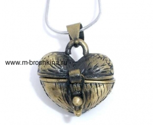 Подвеска "Сердце-коробочка" античная бронза, 23х18 мм | подвески металлические