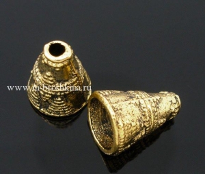 Концевик для бусин "Античность" античное золото, 11х9 мм | купить шапочки для бусин