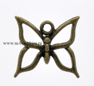 Подвеска "Бабочка контурная" античная бронза, 18х18 мм | подвески металлические