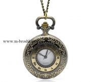 Часы винтажные бронза на шею, 5.4 см, диаметр часов: 39 мм, толщина: 13 мм