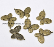 Подвеска "Бабочка и цветы" античная бронза, 40х36 мм