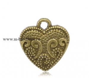 Подвеска "Сердце" античная бронза, 17х15 мм | подвески металлические