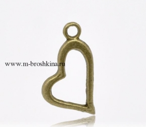 Подвеска "Сердце" античная бронза, размер: 20х11 мм | подвески металлические