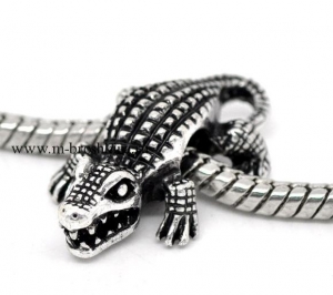 Пандора бусина "Крокодил" античное серебро, 25х16 мм | купить бусины Pandora