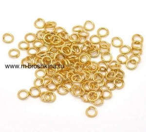 Колечки золото, 5х0.7 мм | соединительные колечки для бижутерии 