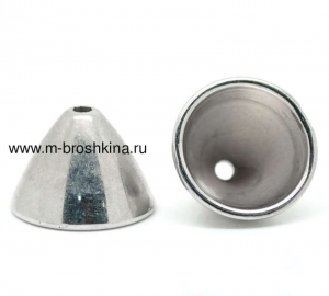 Шапочка для бусин серебро акрил, 22х15 мм | шапочки для бусин