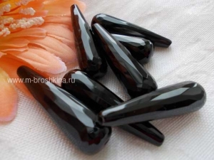 Бусина Агат "Капля", черная с огранкой, 40х11 мм | купить бусины агат 
