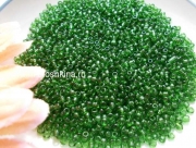 Бисер зеленый, круглый, прозрачный "Сочное яблоко", (50 грамм)