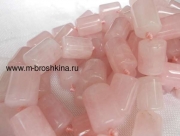 Бусина Розовый кварц "Бочонок", 14х10 мм