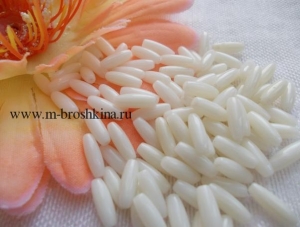 Бусины из коралла "Рис" белый, 9х3 мм | интернет-магазин бусин