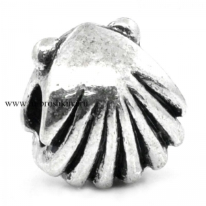 Пандора бусина "Ракушка" античное серебро, 12х11 мм | купить бусины Pandora