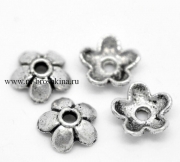 Шапочки для бусин "Цветок" серебро, 6х6 мм (20 шт)