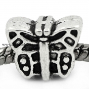 Пандора бусина "Бабочка" античное серебро, 12х9 мм (2 шт)