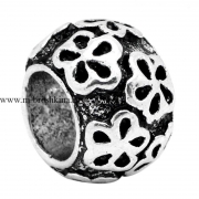 Бусина в стиле Пандора "Цветы" античное серебро, 9х7 мм (2 шт)