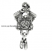 Подвеска "Часы с кукушкой" античное серебро, 25х12 мм