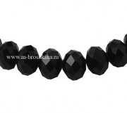Бусины стеклянные граненые черные, 8х6 мм (10 шт)
