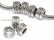 Бусины Style Pandora "Ромашки" античное серебро, 9х8 мм (2 шт)