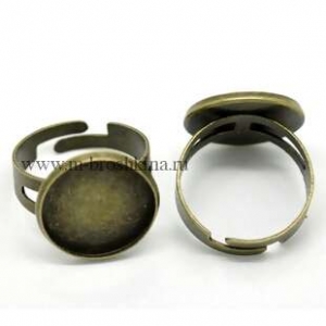 Основа для кольца "Круг" бронза, 18.3 мм, 18 мм - основа для кабошона, размер регулируется | купить основы для колец