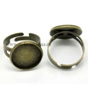 Основа для кольца "Круг" бронза, 18.3 мм, 18 мм - основа для кабошона, размер регулируется