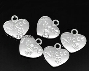 Подвеска "Сердце Niece" серебро, 17х17 мм | подвески металлические