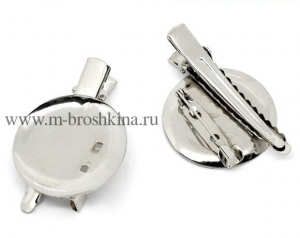 Основа для броши универсальная "Круг" серебро, 45х30 мм, 30 мм - основа для кабошона | основа для броши булавка