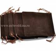 Мешочек подарочный с завязками из фланели коричневый, 12х10 см