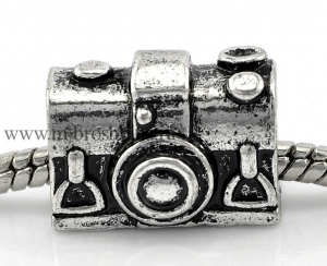 Шарм бусина "Фотоаппарат" античное серебро, 17х12 мм | шарм бусины для браслета